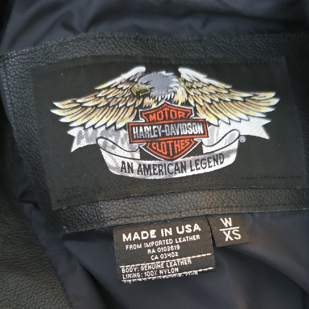 Harley Davidson Brand Embroidered Black Real Leather Jacket - Picture 2 of 6